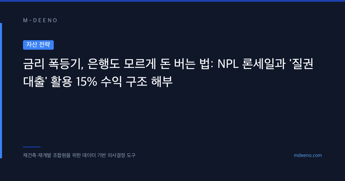 금리 폭등기, 은행도 모르게 돈 버는 법: NPL 론세일과 '질권 대출' 활용 15% 수익 구조 해부